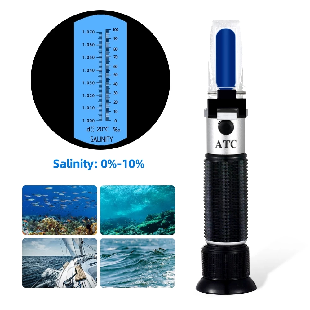 Marine Aquarium Bacteria - Salinity Refractometer 0-10% 1.000-1.070SG Optical Salometer